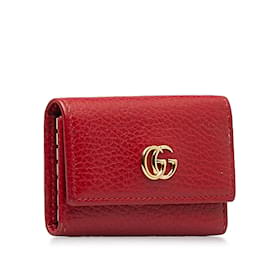 Gucci-Estuche para llaves de cuero GG Marmont 456118-Roja