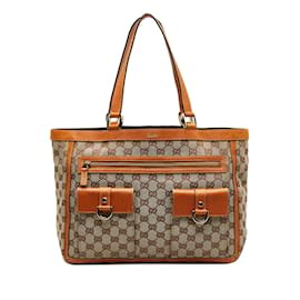 Gucci-GG Canvas Abbey Tote Bag 146247-Brown