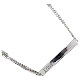 Dior-Collar con cadena y barra con logo-Plata