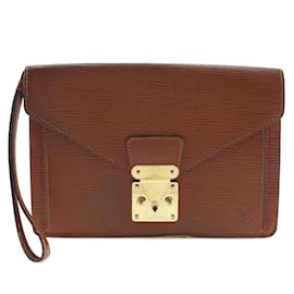 Louis Vuitton-Louis Vuitton Epi Serie Dragonne Leather Clutch Bag in Fair condition-Brown