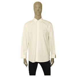 Burberry-Camisa masculina Burberry com mistura de algodão branco com botões e manga comprida XXXL-Branco