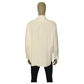 Burberry-Camisa masculina Burberry com mistura de algodão branco com botões e manga comprida XXXL-Branco