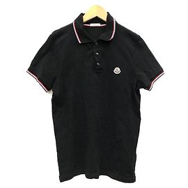 Polo Moncler Nera in Cotone Nero