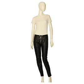 Dsquared2 Pantalon Slim en cuir noir avec fermeture éclair apparente et poignets zippés, taille du pantalon 40 Noir