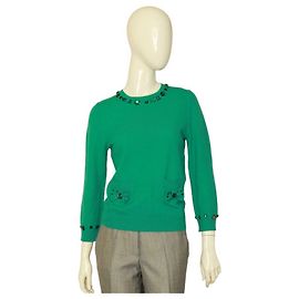 Marc by Marc Jacobs Marc Jacobs Vert 100% Poches en tricot de laine $ Bows Pull perlé Top taille M Vert foncé
