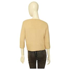 Marni-Marni Beige 100% Wolle gestrickt 3/4 Ärmelpullover Top-Größe 42-Beige