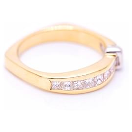 Autre Marque-Gold Ring, half diamond alliance-White,Golden