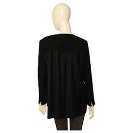 Pinko-Pinko Women's Black Collarless Jacket Pleated Back Single Button Blazer 40 fr-Black