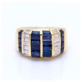 Autre Marque Weißgoldring mit Baguette-Saphiren Weiß Blau Golden