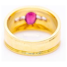 Autre Marque-Gold Ring with Ruby in Oval size-Red,Golden