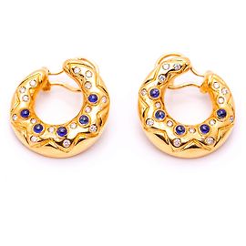 Autre Marque Gold and Diamond Earrings Blue Golden