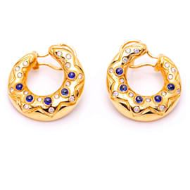 Autre Marque-Gold and Diamond Earrings-Blue,Golden