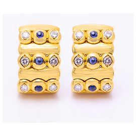 Autre Marque Orecchini d'oro, zaffiro e diamanti Blu D'oro