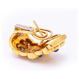 Autre Marque-Gold Earrings, Sapphire and Diamonds-Blue,Golden