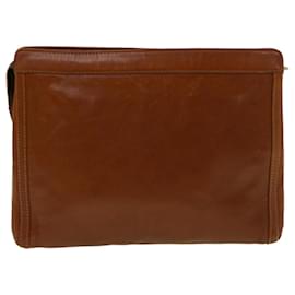 Céline-CELINE Clutch Bag Leather Brown Auth bs9584-Brown