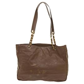 Chanel-CHANEL Sac à bandoulière en chaîne Cuir verni Marron Auth. CC bs9580-Marron