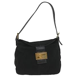 Fendi-Gianni Versace Mamma Baguette Shoulder Bag Suede Black Auth ar10398-Black