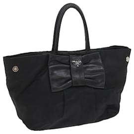 Prada-PRADA Hand Bag Nylon Black Auth ac2428-Black