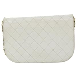 Chanel-CHANEL Matelasse Chain Shoulder Bag Lamb Skin White CC Auth bs9328-White