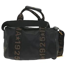 Fendi-FENDI Hand Bag Nylon 2way Black Brown Auth 58157-Brown,Black