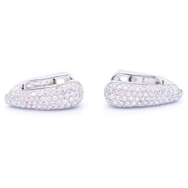 Autre Marque-Gold earrings with diamond pavé-White