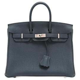 Hermès-Birkin 25 Togo Blue Nuit Palladium Hardware-Blau