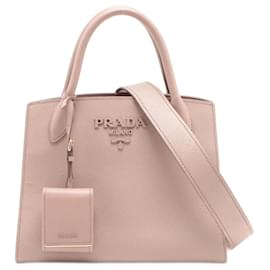 Prada-Monochrome Small Saffiano Leather Pink 2-way bag-Beige