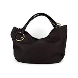 Gucci-Hobo Shoulder Bag Interlocking GG Brown Leather-Brown