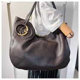 Gucci-Hobo Shoulder Bag Interlocking GG Brown Leather-Brown
