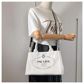 Prada-2Borsa tote in tela -Way bianca-Bianco