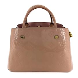 Louis Vuitton-Montaigne BB Monogram Patent Leather Bag Pink Cipria-Pink