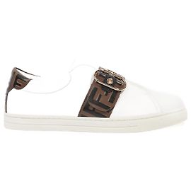 Fendi Zucca FF Logo Sneaker Pelle bianca EU 40 UK 7 Bianco