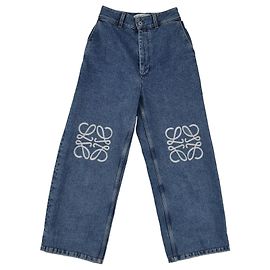 Loewe Jeans recortado azul com detalhe de corte reto e anagrama Azul
