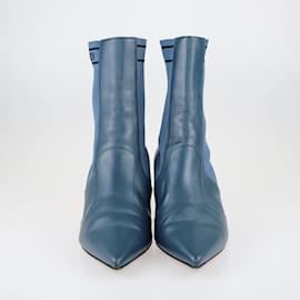 Fendi-Blue Rockoko Pointed Toe Ankle Boots-Blue