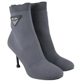 Prada-Grey Sock Boots-Grey
