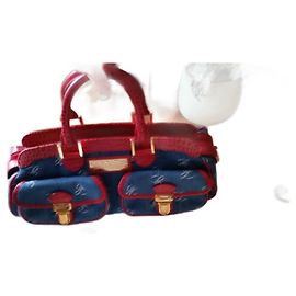 Chopard leather and denim handbag Red Blue Golden