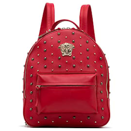 Versace-Versace Red Medusa Studded Backpack-Red