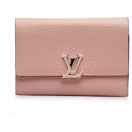 Louis Vuitton-Louis Vuitton Rosa Taurillon Capucines Portafoglio Compatto-Rosa
