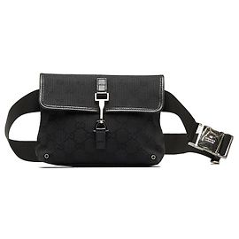 Gucci Black GG Canvas Jackie Gürteltasche Schwarz
