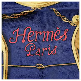 Hermès-Bufanda de seda azul Hermes Par Mefsire Antoine De Plvvinel-Azul