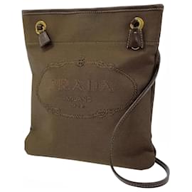 Prada-Prada Brown Canapa Logo Crossbody Bag-Brown