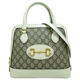 Gucci-Gucci Brown Small GG Supreme Horsebit 1955 Top handle-Brown,Beige,Other