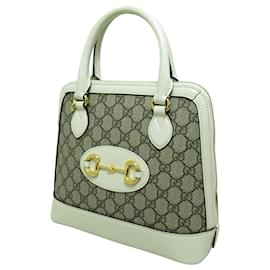 Gucci-Gucci Brown Small GG Supreme Horsebit 1955 Top handle-Brown,Beige,Other