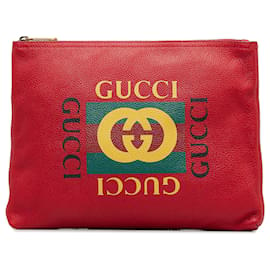 Gucci-Gucci Rote Clutch mit Gucci-Logo-Rot