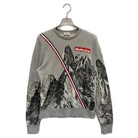 Moncler Crew Neck Sweater Grey Cotton Grey
