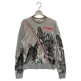 Moncler Rundhalspullover Grau Baumwolle Grau