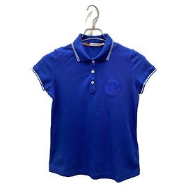 Polo Moncler avec patch logo bleu en coton Bleu