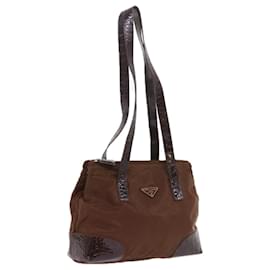 Prada-PRADA Shoulder Bag Nylon Brown Auth ac2435-Brown