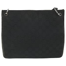 Gucci-gucci GG Canvas Shoulder Bag black 91762 auth 58786-Black