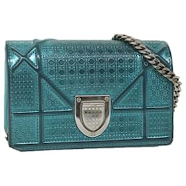 Christian Dior-Christian Dior Chain Shoulder Bag Patent leather Light Blue Auth bs9340-Light blue